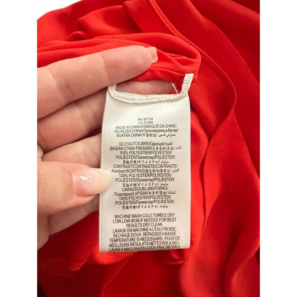 BCBGMAXAZRIA Callie Ruffled Front Slit Maxi Dress Red Sz 8 - Picture 7 of 7